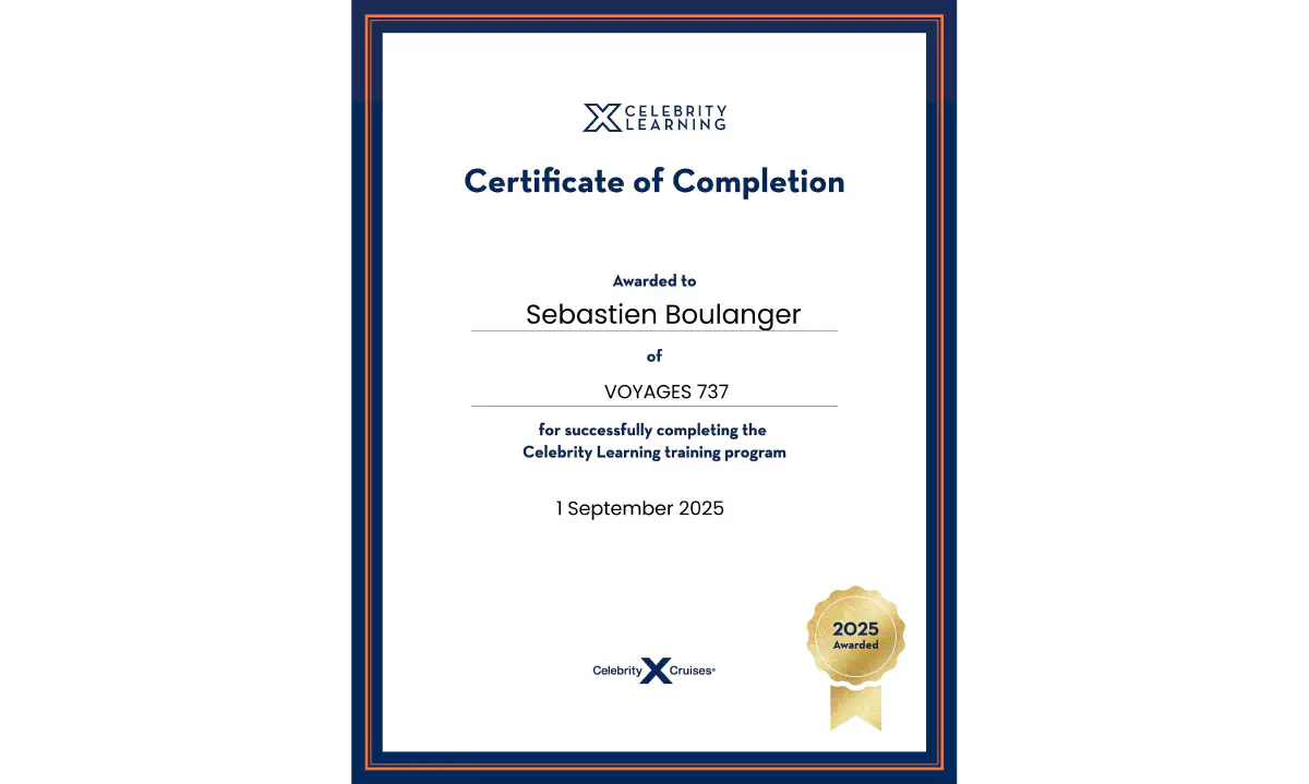 Certificat Expert Celebrity, © Celebrity Certificat Expert Celebrity, © Celebrity