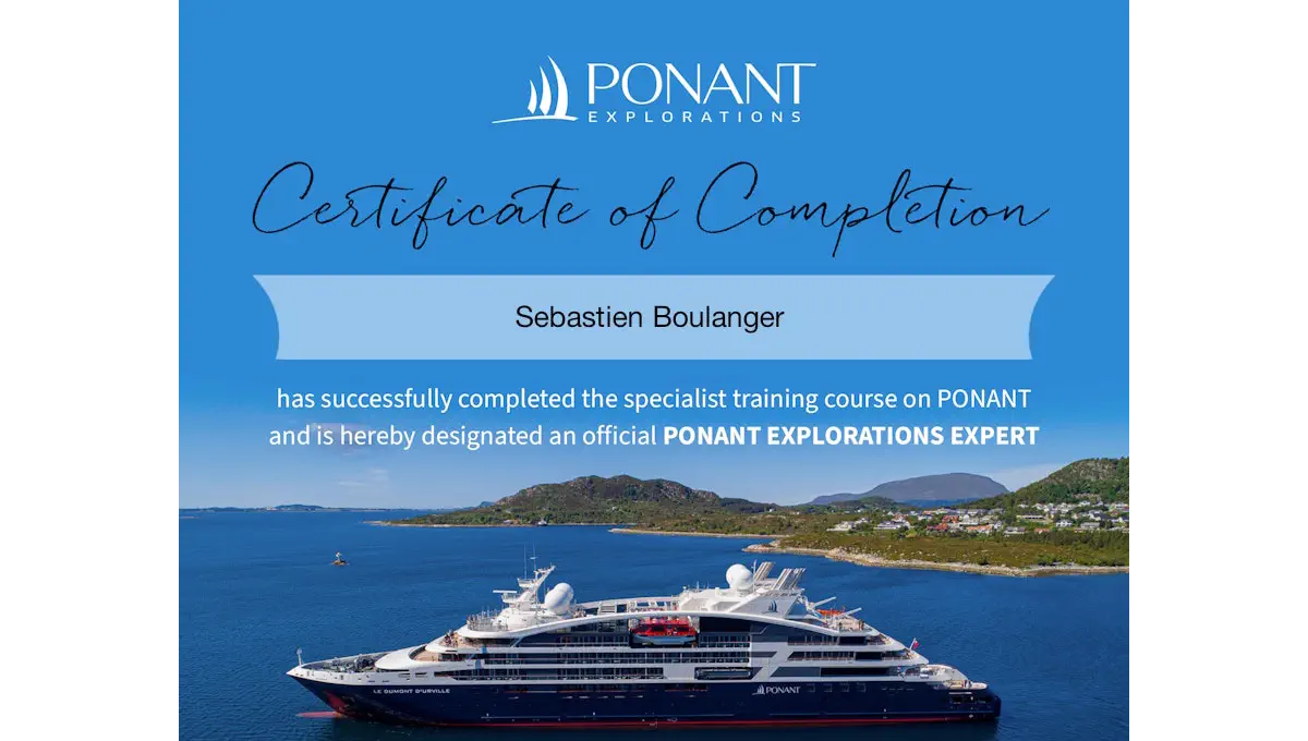 Certificat Expert Ponant, © Ponant Certificat Expert Ponant, © Ponant