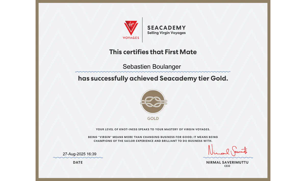 Certificat Expert Virgin, © Virgin