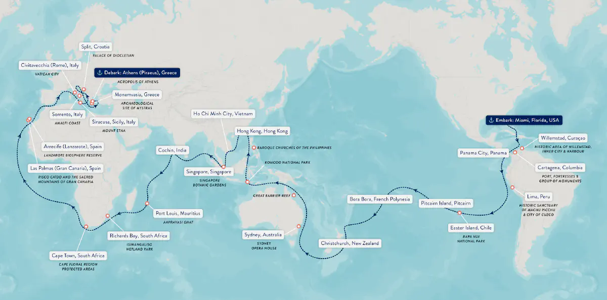 Cliquez sur l'image pour agrandrir - Croisière autour du monde Azamara de 2028, © Azamara